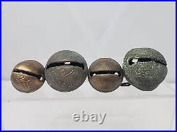 Antique Petal Style Brass Sleigh Jingle Bells withNumber Design Set of 14