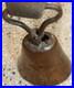 Antique Primitive Brass Cow Goat Bell Leather Strap Belt Collar Angel Bell