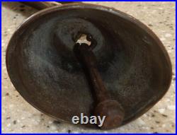Antique Primitive Brass Cow Goat Bell Leather Strap Belt Collar Angel Bell
