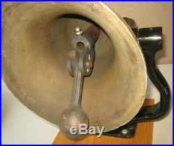 Antique RR Solid Brass Railroad Engine Bell Cast Iron Cradle & Yolk RARE