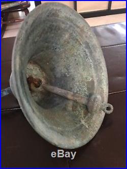 Antique Rare Collectible Brass Bronze Nautical Ships Bell 8 Wide 7 1/2 Pounds
