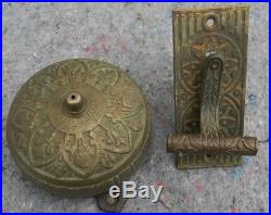 Antique Rare Nickeled Brass Victorian Door Bell, and Pull 1874