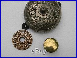 Antique Rare Nickeled Brass Victorian Door Bell, and Pull 1874