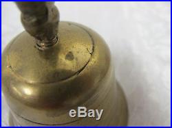 Antique Ribbed Brass Bell Ring Handle Hallmark Marking Vintage