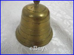 Antique Ribbed Brass Bell Ring Handle Hallmark Marking Vintage