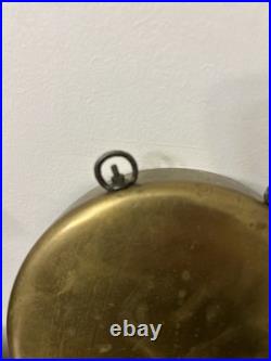 Antique Round Brass Dinner Bell Gong & 5.5 Diameter Wood Mallet 11.5