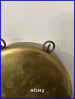 Antique Round Brass Dinner Bell Gong & 5.5 Diameter Wood Mallet 11.5