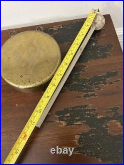 Antique Round Brass Dinner Bell Gong & 5.5 Diameter Wood Mallet 11.5