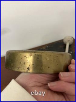 Antique Round Brass Dinner Bell Gong & 5.5 Diameter Wood Mallet 11.5