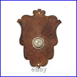 Antique SHIELD PUSH BUTTON DOORBELL COVER Plate Brass Door Bell Electric Vtg
