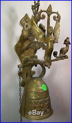 Antique Saint Mark's Monastery Ornate Bass Bell with Pull Chain Door School