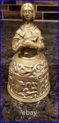 Antique Sanctuary Brass Bell Woman Victorian Warrior MATHEV LVCAS MARCUS Rare