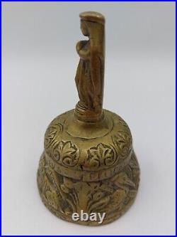 Antique Sanctuary Solid Brass Bell Virgin Mary withmultiple Animal Designs MINT