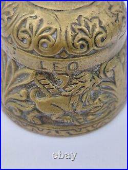 Antique Sanctuary Solid Brass Bell Virgin Mary withmultiple Animal Designs MINT