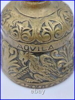 Antique Sanctuary Solid Brass Bell Virgin Mary withmultiple Animal Designs MINT