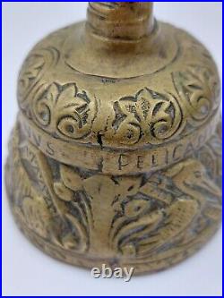 Antique Sanctuary Solid Brass Bell Virgin Mary withmultiple Animal Designs MINT