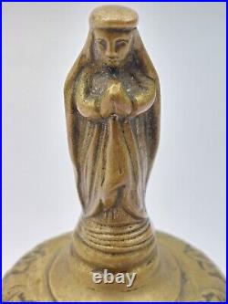 Antique Sanctuary Solid Brass Bell Virgin Mary withmultiple Animal Designs MINT