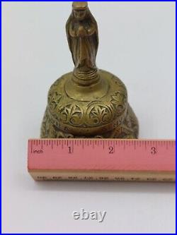 Antique Sanctuary Solid Brass Bell Virgin Mary withmultiple Animal Designs MINT