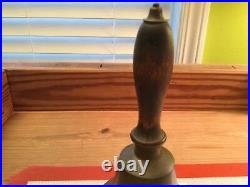 Antique School Brass Hand Held Wood Handle 7 Tall