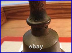 Antique School Brass Hand Held Wood Handle 7 Tall