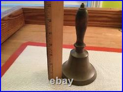 Antique School Brass Hand Held Wood Handle 7 Tall