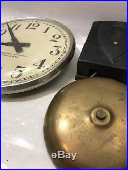Antique School Clock Cast Iron Brass Bell Standard Electric Time Company