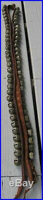 Antique Sensational Leather Strap With Buckle Of 64 Brass Sleigh Bells