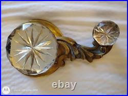 Antique Servant Bell Pull Faceted Cut Crystal Knobs Brass 6.5 Victorian Salvage