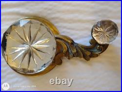 Antique Servant Bell Pull Faceted Cut Crystal Knobs Brass 6.5 Victorian Salvage
