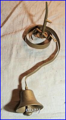 Antique Servant/store Door Bell With Brass Bell & Cast Iron & Steel Holder