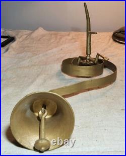 Antique Servant/store Door Bell With Brass Bell & Cast Iron & Steel Holder