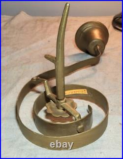 Antique Servant/store Door Bell With Brass Bell & Cast Iron & Steel Holder