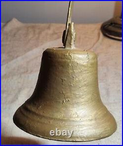 Antique Servant/store Door Bell With Brass Bell & Cast Iron & Steel Holder