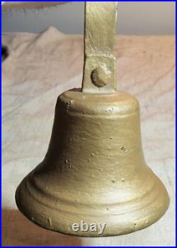Antique Servant/store Door Bell With Brass Bell & Cast Iron & Steel Holder