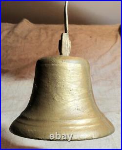 Antique Servant/store Door Bell With Brass Bell & Cast Iron & Steel Holder