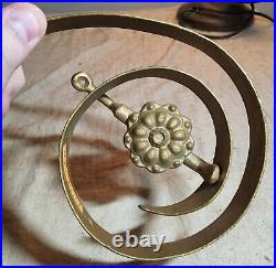 Antique Servant/store Door Bell With Brass Bell & Cast Iron & Steel Holder