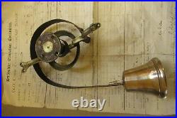 Antique Servants / Butler / Maids Mechanical Brass Door Bell diameter ref 1