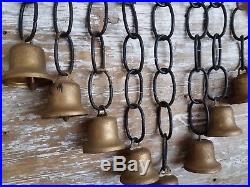 Antique Set Cascading Row Sleigh Bells Brass Primitive Wagon Carriage Door Mount