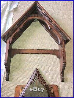 Antique Set Of Oak & Brass Dinner Gong From A British Prep School+ Pediment