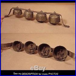 Antique Set of 4 Graduated Ice Cream Truck Nickle Plated Brass Bells Great Sound