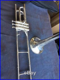 Antique Silver Plated Conn Valve Trombone Engraved Bell Gold Wash Bell