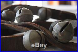 Antique Sleigh Bells 18 Large Brass Bells on Original 47 Inch Leather Strap