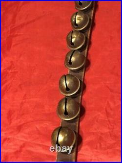 Antique Sleigh Bells 47 on 90 inch strap with buckle, amazing sound