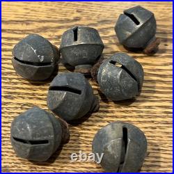 Antique Sleigh Bells #7 C1880+ Brass Iron Slit Clapper Old Leather Patina Used