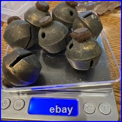 Antique Sleigh Bells #7 C1880+ Brass Iron Slit Clapper Old Leather Patina Used