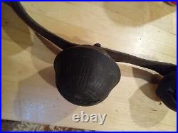 Antique Sleigh Bells GRADUATED EMBOSSED Leather collar 10 LARGE bells 1900