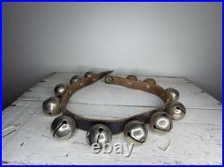 Antique Sleigh Bells, Vintage Jingle Bells, Brass Horse Bells, Leather Bell Stra