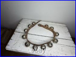 Antique Sleigh Bells, Vintage Jingle Bells, Brass Horse Bells, Leather Bell Stra