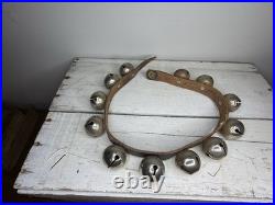 Antique Sleigh Bells, Vintage Jingle Bells, Brass Horse Bells, Leather Bell Stra