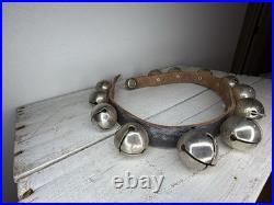 Antique Sleigh Bells, Vintage Jingle Bells, Brass Horse Bells, Leather Bell Stra